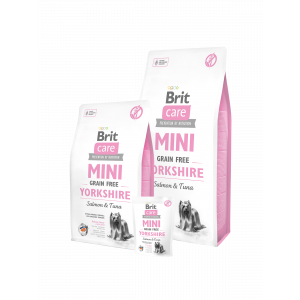  Brit Care Mini Yorkshire bezgraudu barība Jorkšīras terjeriem ar lasi un tunci 7kg 