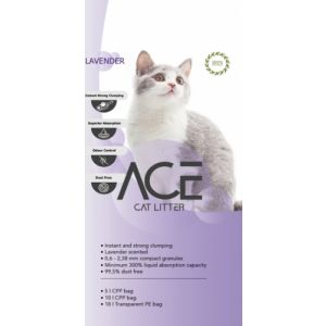 ACE Lavender CAT LITTER cementējošās smiltis kaķu tualetei ar lavandu 20L