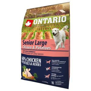 Ontario Dog Senior Large Chicken & Potatoes barība lielo šķirņu suņiem ar vistu 2.25kg
