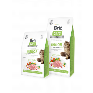 Brit Care Cat GF Senior Weight Control bezgraudu barība veciem kaķiem ar vistu 2kg