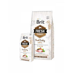 Brit Fresh Turkey with Pea Light Fit & Slim barība suņiem ar tītaru un zirņiem 12kg