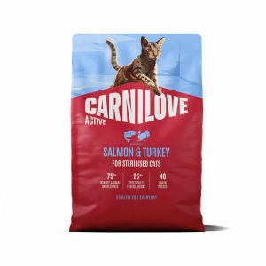 Carnilove Cat Active Sterilised Salmon & Turkey  sausā barība sterilizētiem kaķiem lasis ar tītaru 2 kg