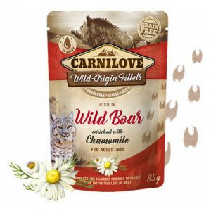 Carnilove Cat Pouch Wild Boar Chamomile  mitrā barība kaķiem mežacūkas gaļa mērcē 85g