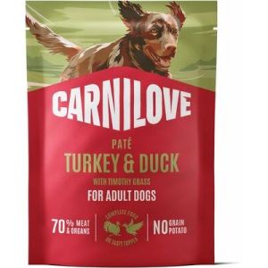 Carnilove Dog Adult Pate Turkey & Duck with Timothy Grass  pastēte suņiem tītars ar pīli 300 g