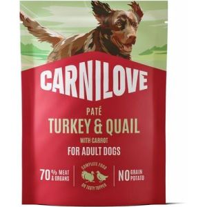  Carnilove Dog Adult Pate Turkey & Quail with Carrot  pastēte suņiem ar tītaru un paipalu 300 g