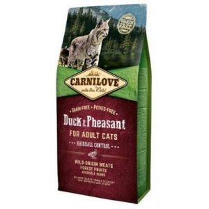 CARNILOVE Duck & Pheasant Adult Cat Hairball Control bezgraudu barība kaķiem ar pīli un fazānu 6kg