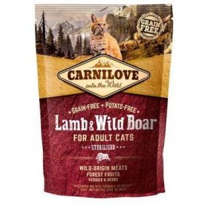 CARNILOVE Lamb & Wild Boar Adult Cat Sterilised bezgraudu barība kaķiem ar jēru un mežacūku 6kg
