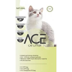 ACE Natural CAT LITTER cementējošās smiltis kaķu tualetei 10L