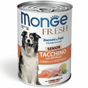 Monge Fresh Chunks SENIOR with Turkey & Vegetables konservi vecākiem suņiem ar tītaru un dārzeņiem 400g
