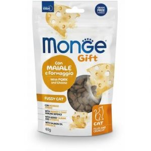 MONGE GIFT Cat FILLED & CRUNCHY Fussy cat Pork and cheese kārums kaķiem  ar cūku 60g