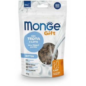 MONGE GIFT Cat FILLED & CRUNCHY Kitten Trout and milk kārums kaķēniem ar foreli 60g