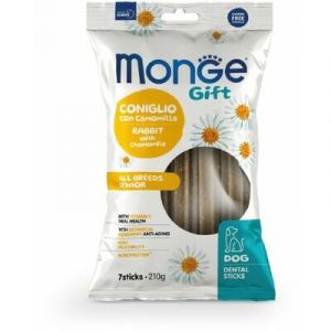 MONGE GIFT Dog DENTAL STICK All breeds Senior Rabbit with chamomile kārums suņiem ar trusi 210g