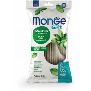 MONGE GIFT Dog DENTAL STICK Medium & Maxi Duck with peppermint - kārums suņiem ar pīli un piparmētru zobu tīrīšanai 270g