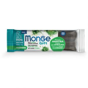 MONGE GIFT Dog MEAT BARS Training Duck with spiruline kārums suņiem ar pīli un spiralīnu 40g