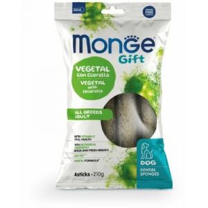 MONGE GIFT Dog SPONGES Dental sponges All breeds Vegetal with chlorella & peppermint kārums suņiem ar dārzeņiem 210g