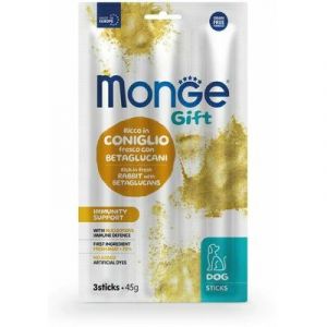 MONGE GIFT Dog STICKS Immunity support Rabbit with nucleotides kārums nūjiņas suņiem ar trusi 45g