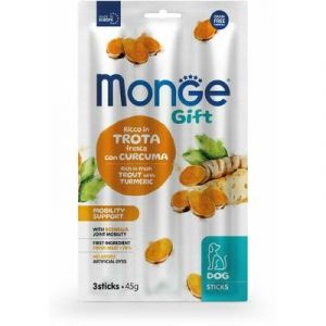 MONGE GIFT Dog STICKS Mobility support Trout with boswellia kārums nūjiņas suņiem ar foreli un kurkumu 45g