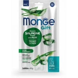 MONGE GIFT Dog STICKS Skin support Salmon with aloe kārums nūjiņas ar lasi un alveju 45g