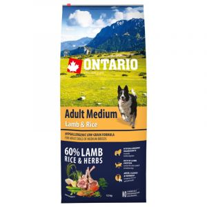 Ontario Dog Adult Medium Lamb & Rice barība vidējo šķirņu suņiem ar jēru 12kg