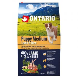 Ontario Dog Puppy Medium Lamb & Rice barība vidējo šķirņu kucēniem ar jēru 6.5kg