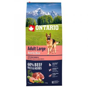 Ontario Dog Adult Large Beef & Turkey barība lielo šķirņu suņiem ar liellopu un tītaru 12kg