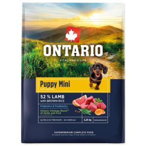 Ontario Puppy Mini Lamb and Brown Rice barība mazo šķirņu kucēniem 2.25kg