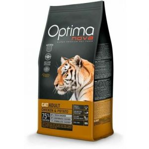 OPTIMANOVA Cat Adult GF Chicken & Potato sausā barība kaķiem ar vistu 2 kg