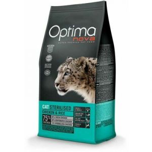 OPTIMANOVA Cat Sterilised Chicken & Rice sausā barība sterilizētiem kaķiem ar vistu 400g